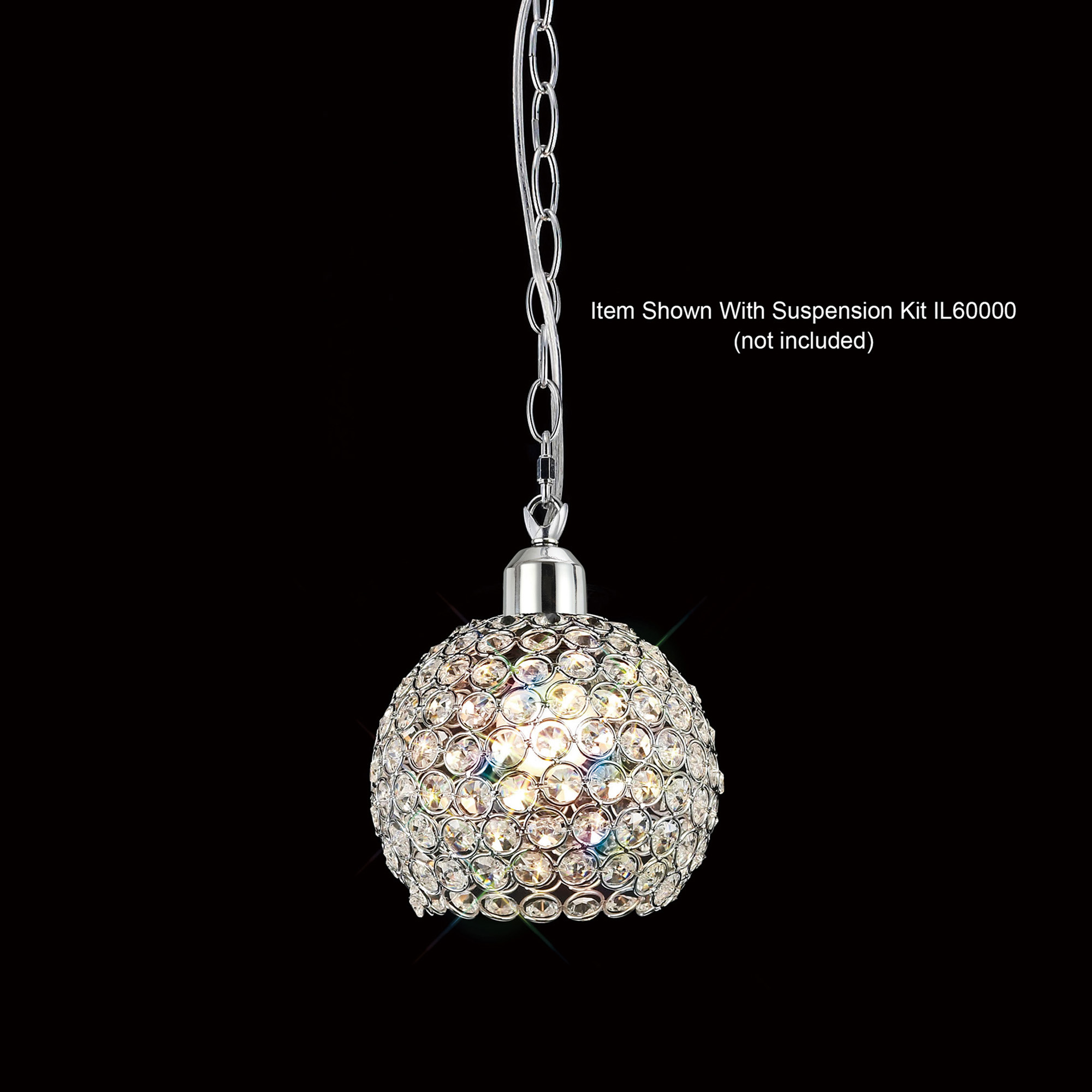 Kudo Polished Chrome Crystal Ceiling Lights Diyas Non Electric Crystal Pendant